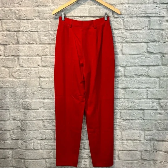 NWT Vintage Escada Women’s Euro 36 Bright Red Wool Blend Pleated Trousers - Picture 7 of 15